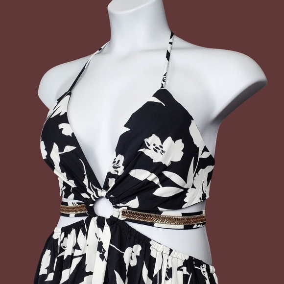 Fashion Nova Womens Ready For The Weekend Black White Maxi Dress Size L NWT - Picture 5 of 11